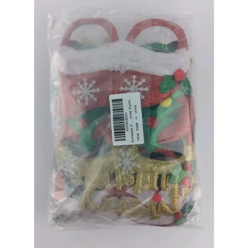 9 Pack Christmas Party Glasses Christmas Glitter Decoration Costume Eyeglasse...